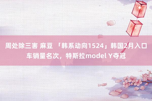 周处除三害 麻豆 「韩系动向1524」韩国2月入口车销量名次，特斯拉model Y夺冠