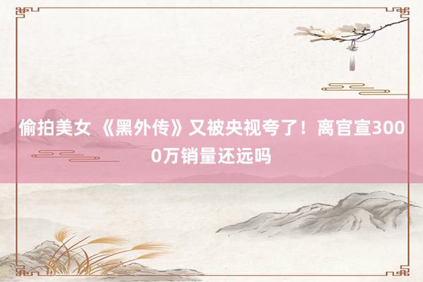 偷拍美女 《黑外传》又被央视夸了！离官宣3000万销量还远吗