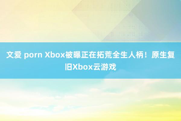 文爱 porn Xbox被曝正在拓荒全生人柄！原生复旧Xbox云游戏