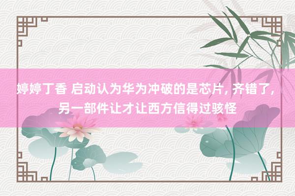 婷婷丁香 启动认为华为冲破的是芯片， 齐错了， 另一部件让才让西方信得过骇怪